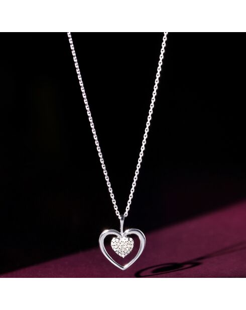 Pendentif Coeur Diamant 0.06 ct or blanc
