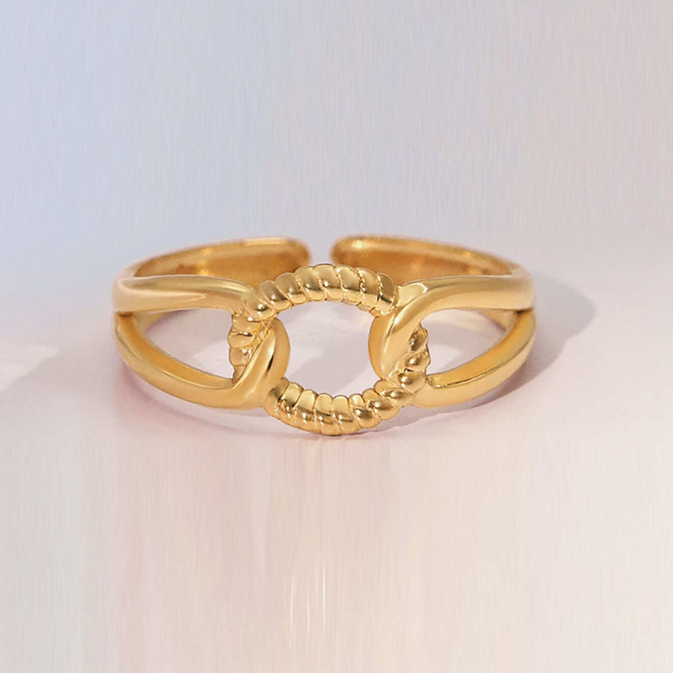 Bague en Acier inoxydable ajustable très stylé mode - Doré ou en Argenté
