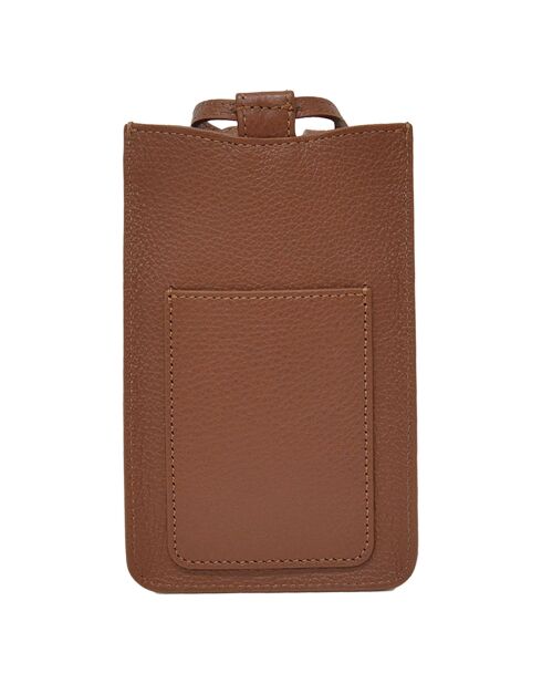 Étui porte-téléphone en Cuir Ambre camel - 10.5x19 cm