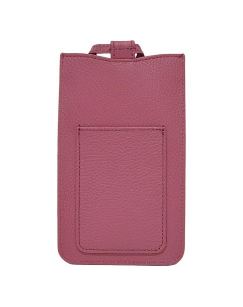 Étui porte-téléphone en Cuir Ambre fuchsia - 10.5x19 cm