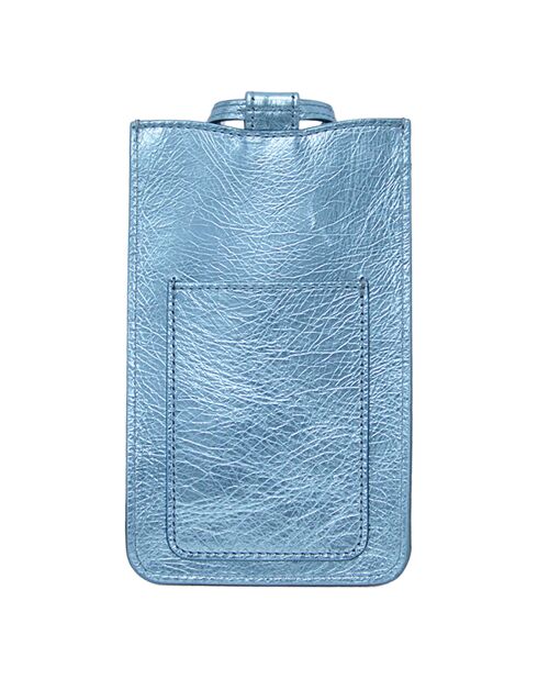 Étui porte-téléphone en Cuir Ambre bleu -  10.5x19 cm