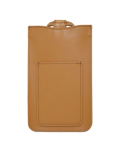 Étui porte-téléphone en Cuir Ambre camel - 10.5x19 cm