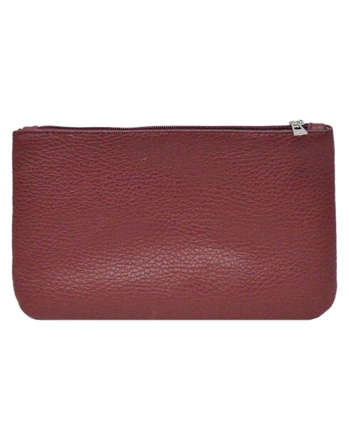 Pochette zippée en Cuir Prestige rouge bordeaux - 19x11.5x1 cm