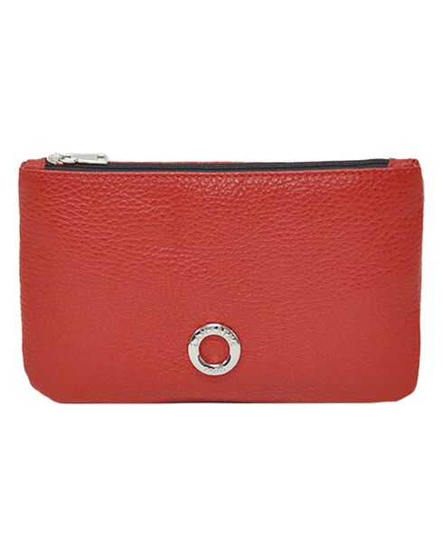 Pochette zippée en Cuir Prestige rouge - 19x11.5x1 cm