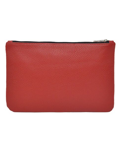 Pochette zippée en Cuir Prestige rouge - 23x14.5x1 cm
