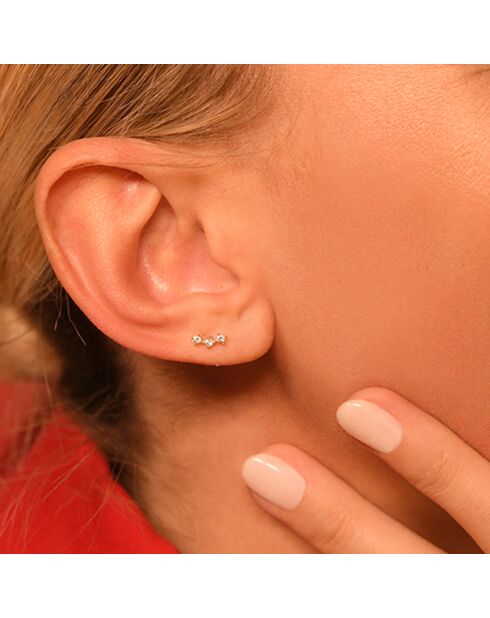 Boucle d'oreille de Cartilage unitaire Trinity Zircone or jaune