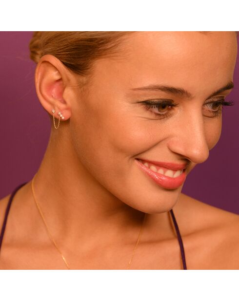 Boucle d'oreille unitaire Perle montante or jaune