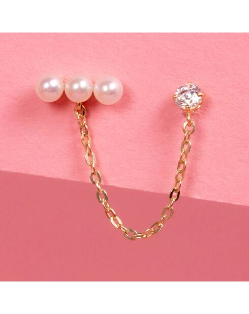 Boucle d'oreille unitaire Perle montante or jaune