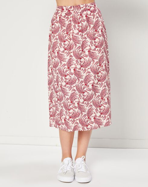 Soepele midirok met rood/witte print