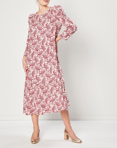 Robe Longue manches longues à motif rouge/blanc