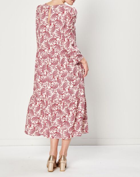 Robe Longue manches longues à motif rouge/blanc