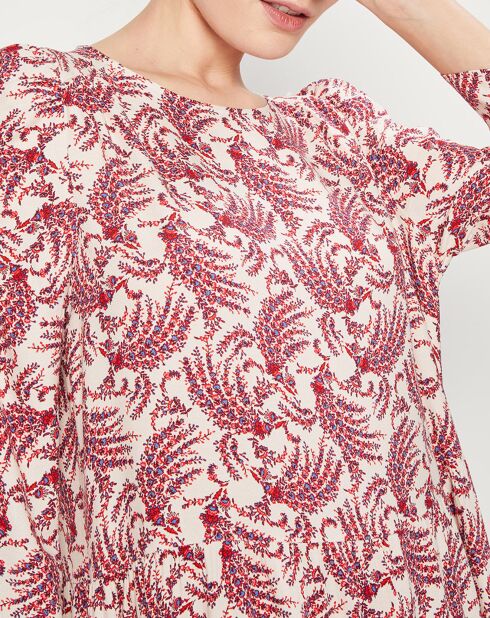 Robe Longue manches longues à motif rouge/blanc