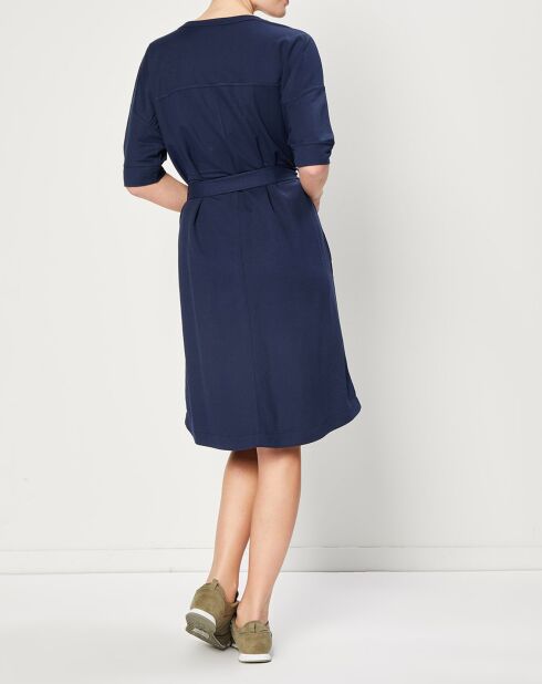 Robe fluide à manches courtes bleu marine