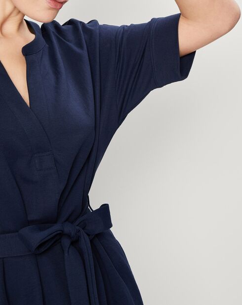 Robe fluide à manches courtes bleu marine