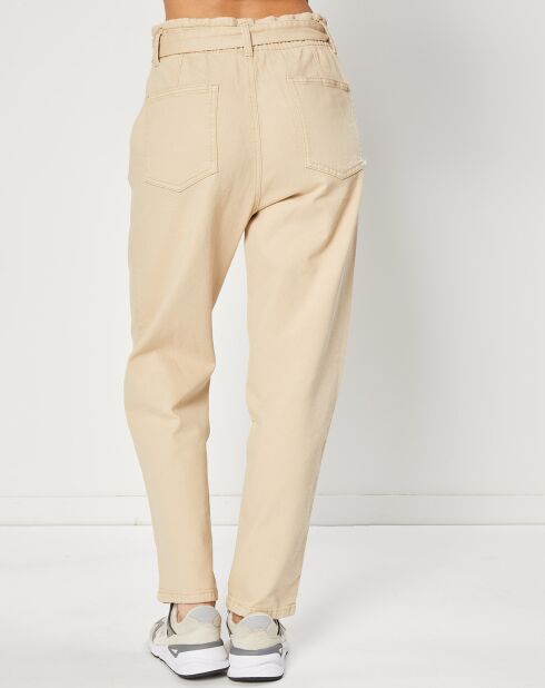 Pantalon en Toile de coton & Chanvre mélangés beige