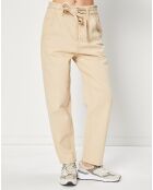 Pantalon en Toile de coton & Chanvre mélangés beige