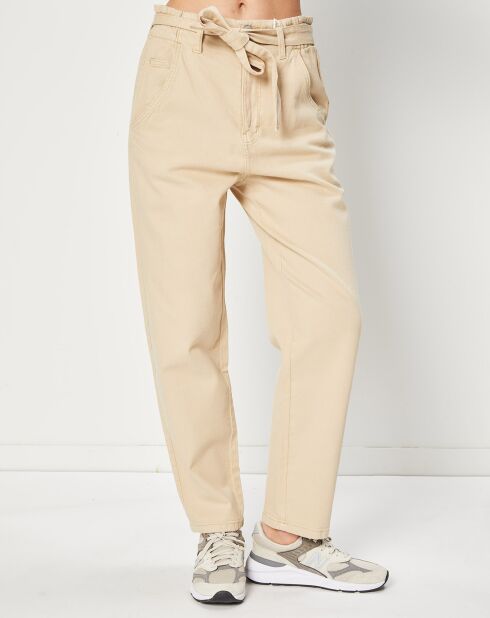 Pantalon en Toile de coton & Chanvre mélangés beige