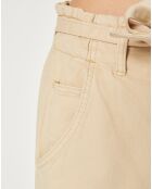 Pantalon en Toile de coton & Chanvre mélangés beige