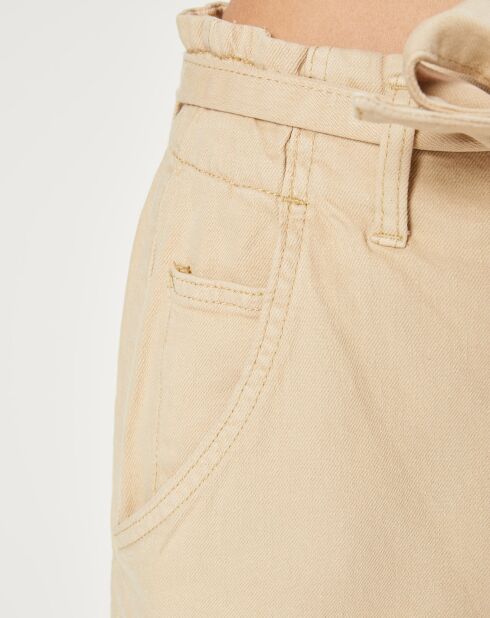 Pantalon en Toile de coton & Chanvre mélangés beige