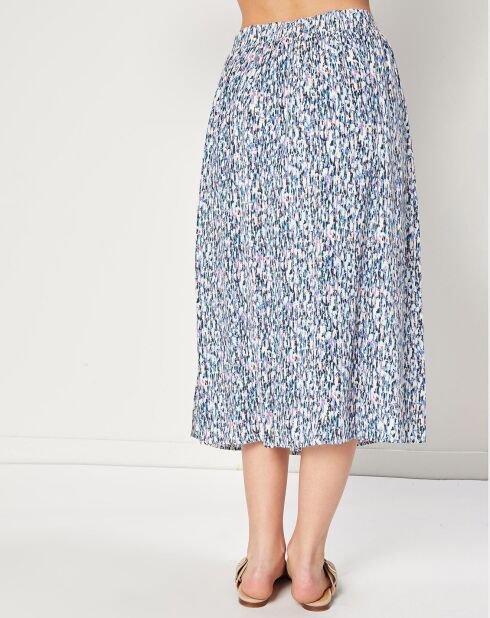 Jupe Portefeuille midi imprimée bleue