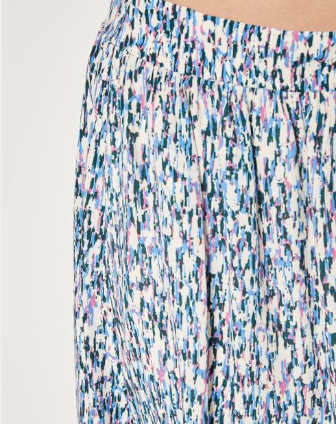 Jupe Portefeuille midi imprimée bleue