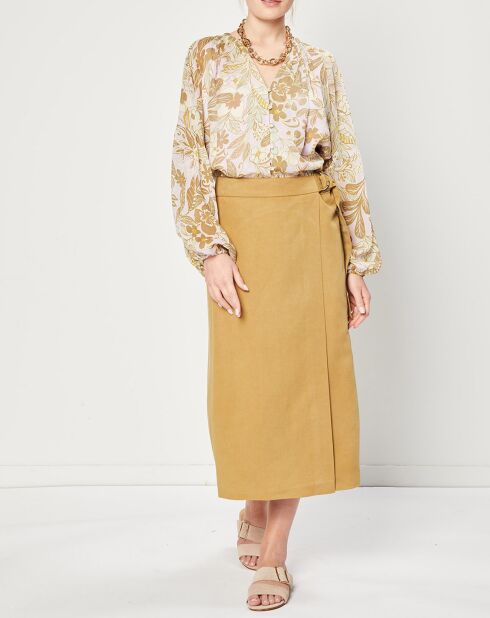 Chemise manches longues à Fleurs beige/écru