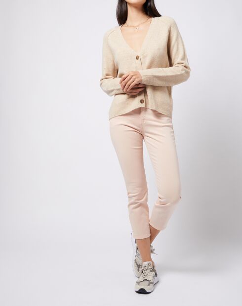 Pantalon Slim en Coton stretch doux beige/pêche