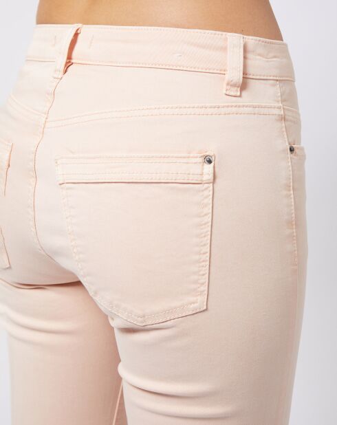 Pantalon Slim en Coton stretch doux beige/pêche