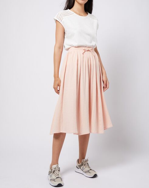 Midirock aus Baumwollgaze in Hellrosa/Pfirsich