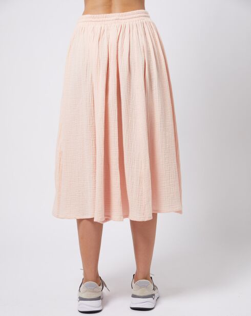 Midirock aus Baumwollgaze in Hellrosa/Pfirsich