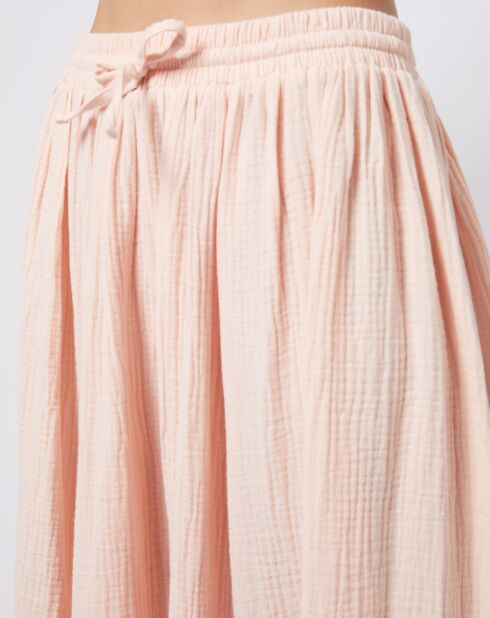 Midirock aus Baumwollgaze in Hellrosa/Pfirsich