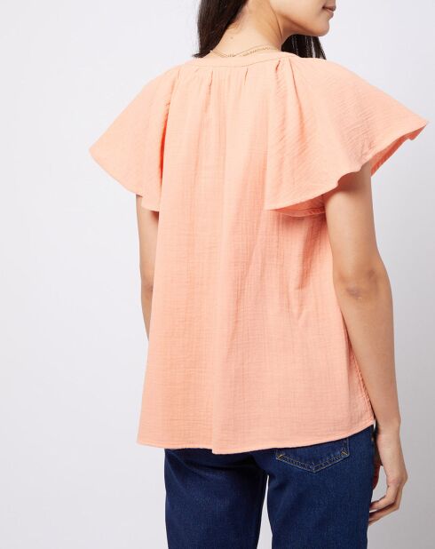 Blouse en Gaze de Coton pêche