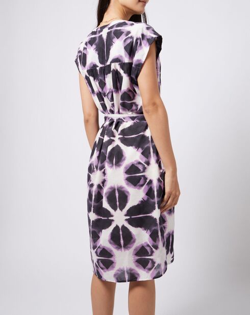 Robe chemise en Coton à ceinture tie & dye violette