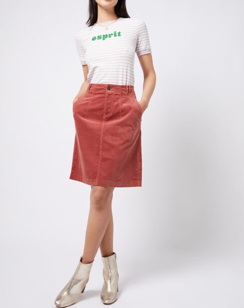 T-Shirt en Coton à rayures écru/gris/vert