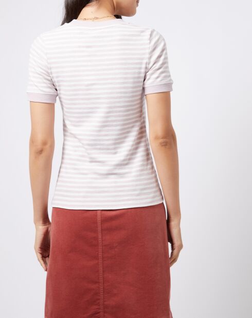 T-Shirt en Coton à rayures écru/gris/vert