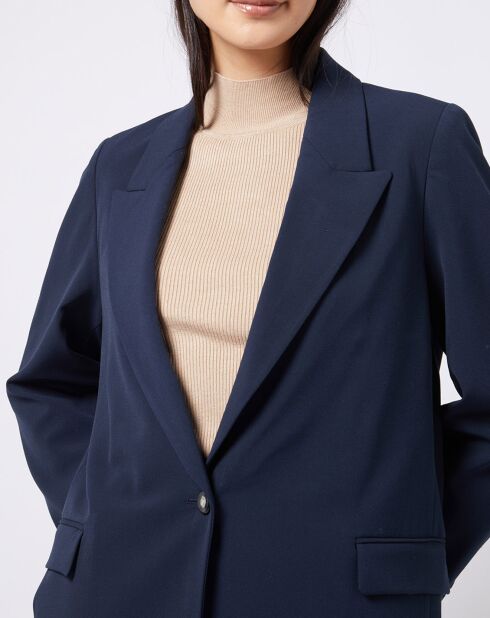 Veste blazer classique 1 bouton bleu marine