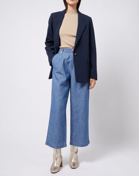 Veste blazer classique 1 bouton bleu marine