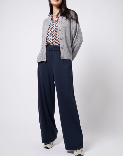 Gilet court en Maille mélangée dentelle gris moyen