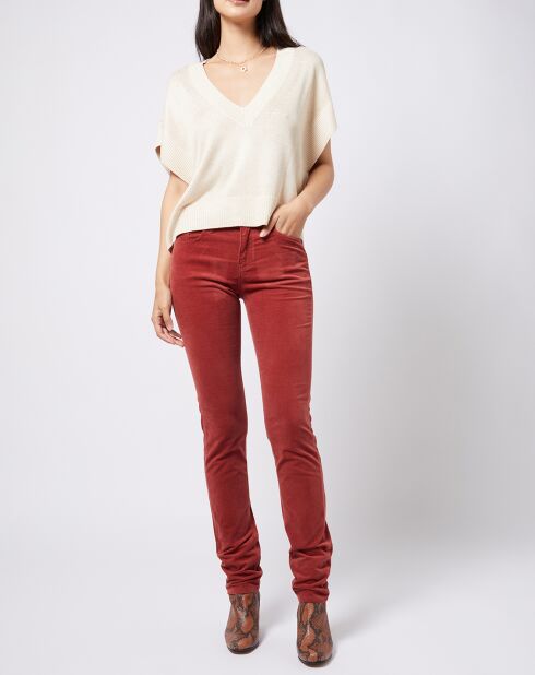 Pantalon Slim en velours côtelé à taille mi-haute rouge moyen