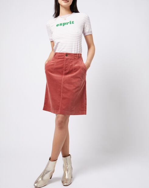 Jupe en velours côtelé de coton rouge moyen