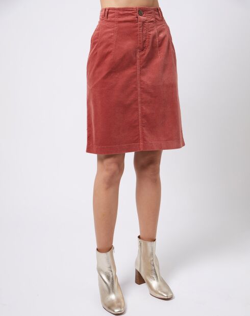 Jupe en velours côtelé de coton rouge moyen
