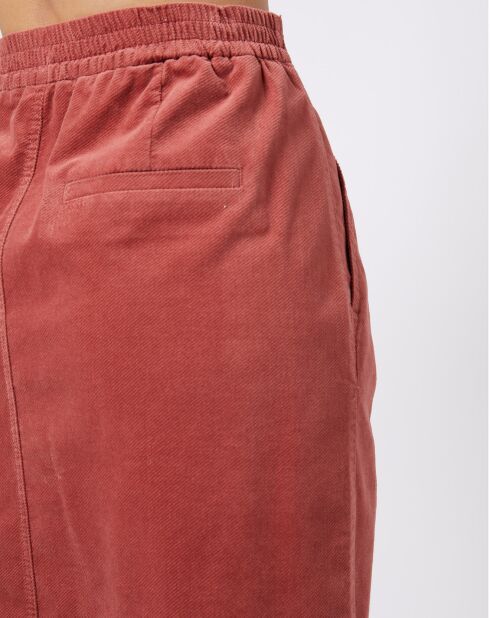 Jupe en velours côtelé de coton rouge moyen
