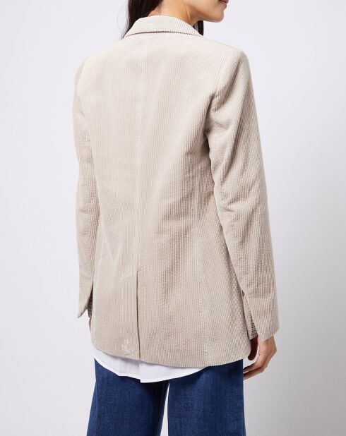 Veste blazer en velours de coton côtelé beige