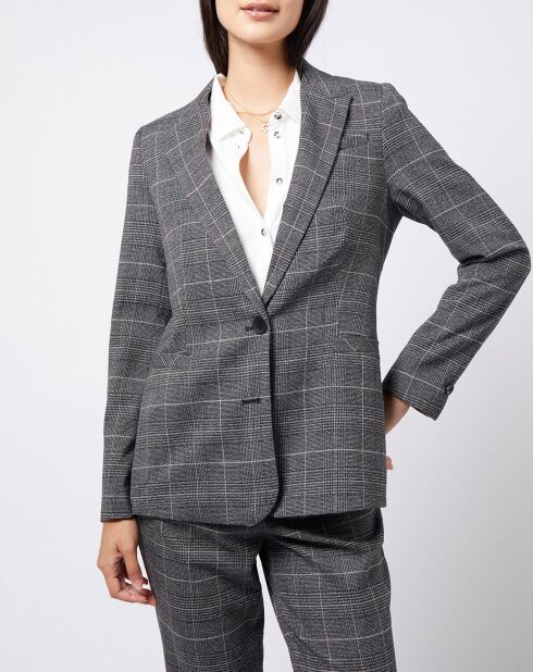 Veste blazer prince de galles lurex grise