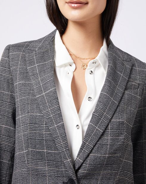 Veste blazer prince de galles lurex grise
