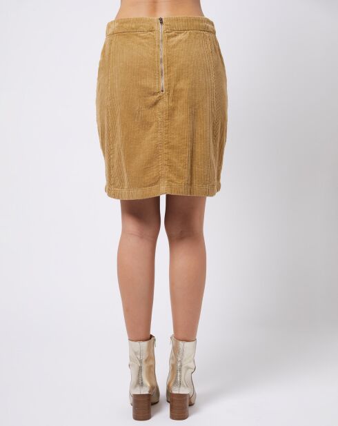 Jupe courte en Velours de Coton côtelé camel