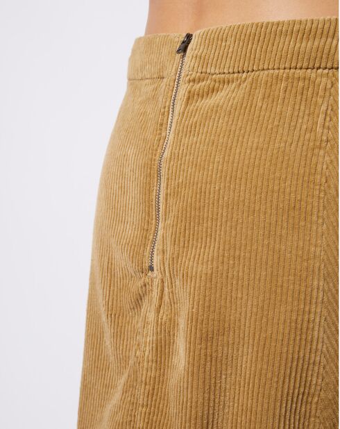 Jupe courte en Velours de Coton côtelé camel