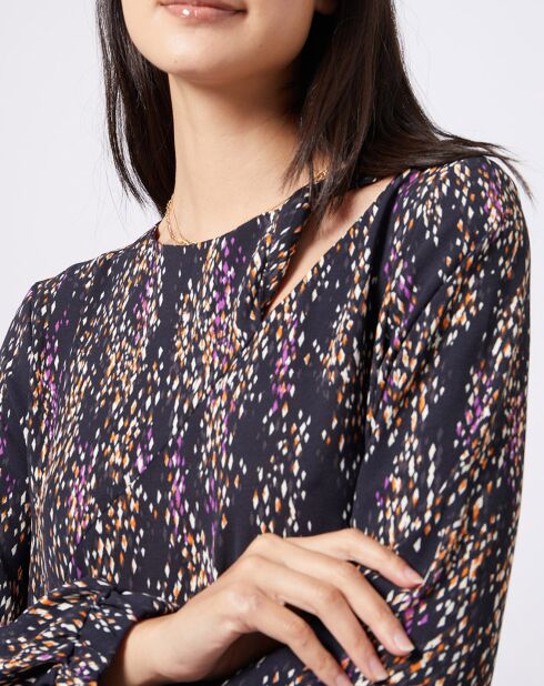 Robe courte à motif et découpe multicolore