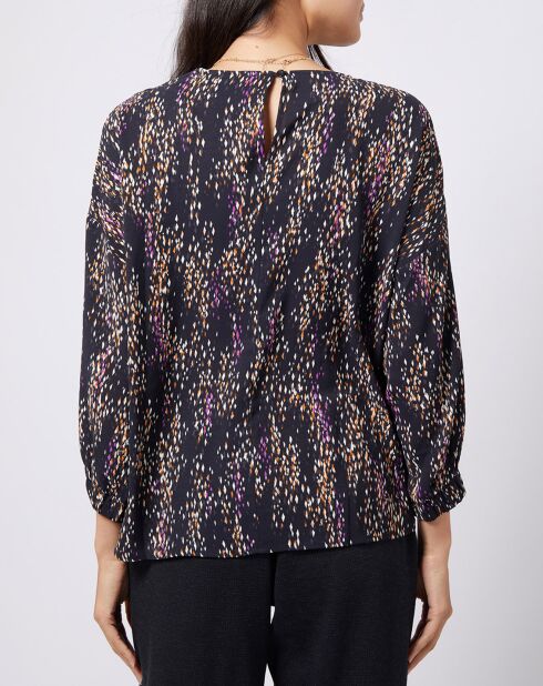 Blouse fluide à motif et découpe multicolore