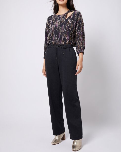 Blouse fluide à motif et découpe multicolore